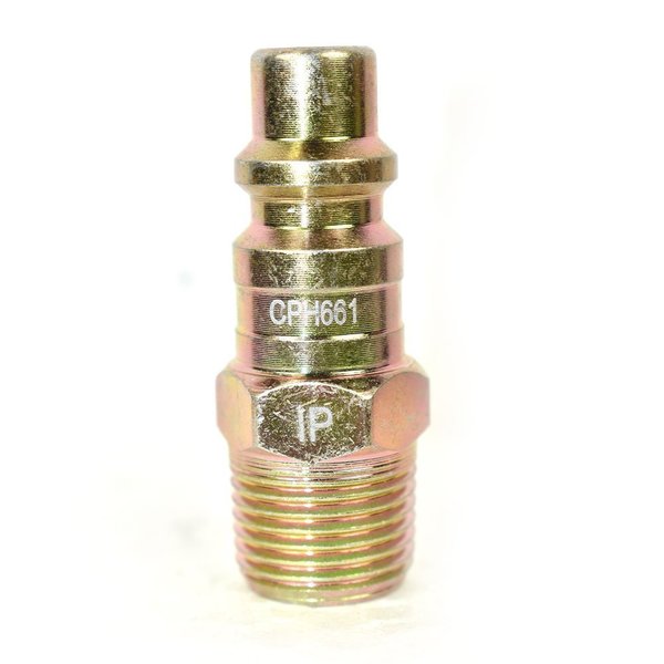 Interstate Pneumatics 3/8 Inch Industrial Steel Coupler Plug x 3/8 Inch Male NPT, PK 50 CPH661-50K